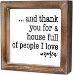 Rustic Torched Wood Small Box Sign for Home Decor,Freestanding Thank You Sign for Kitchen,Square Wood Block Sign Table Decor,6" x 6" x 1.57" by MACVAD