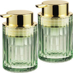 Amolliar Foaming Soap Dispenser, Green Glass Soap Dispenser, Gold 2 Pack by Amolliar