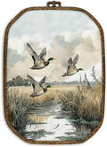 dvhdajed Vintage Mallard Duck Nursery Wall Art Decor, Country Farmhouse Duck Hunting Framed Canvas Art, Rustic Cottage Core Farm Animal Octagon Wall Hanging Decor for Bedroom Living Room, 10.2x7 Inch by dvhdajed