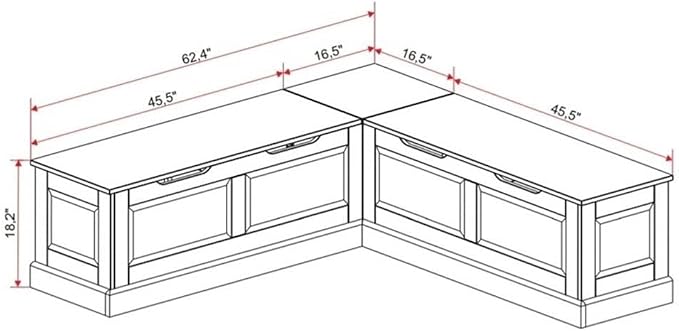Riverbay Furniture Backless Wood Corner Kitchen Breakfast Nook Bench, - Image 3