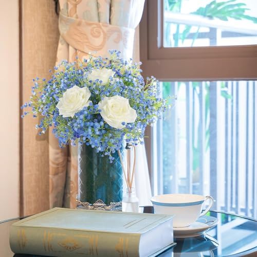N&T NIETING 24Pcs Babys Breath Artificial Flowers Bulk, Blue - Image 4