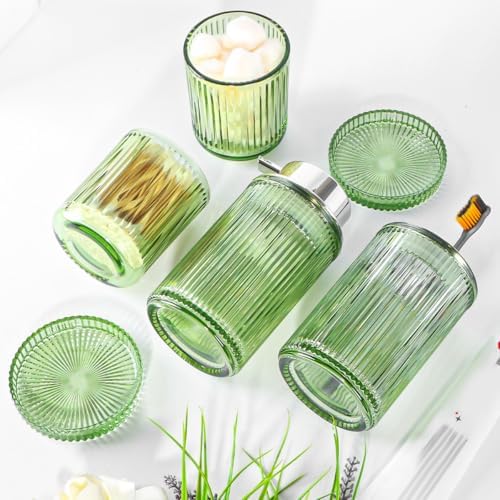 4pcs Green Glass Bathroom Accessories Set - Image 6