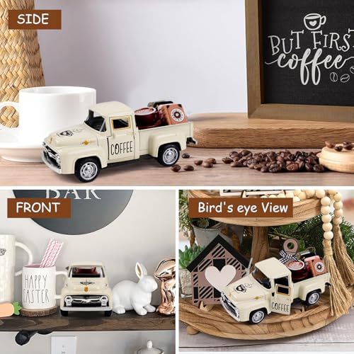 Cream Coffee Truck Decoration, Coffee Lover Truck Decor Themed Ornaments, Rustic Farmhouse Kitchen Tabletop CenterpieceTiered Tray Decor, Barista Gift - Image 5
