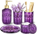 Haturi Purple Bathroom Accessories Set, Glass Bathroom Set, 5 Pcs by Haturi