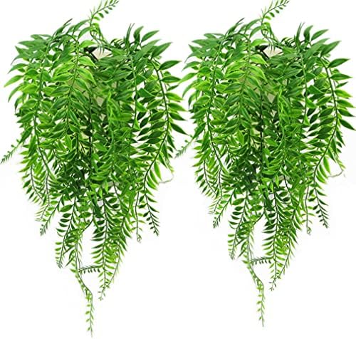 Artificial Willow, Fake Weeping Willow 4 pcs Plants Greenery Shrubs, Plastic Hanging Vine Ivy Garland Outdoor Indoor Home Garden Verandah Parterre Wall Baskets Filling Decoration by LOVENIMEN