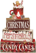 Moucuny 4 Pcs Christmas Hot Cocoa Wooden Block Set, Tiered Tray Decor by Moucuny