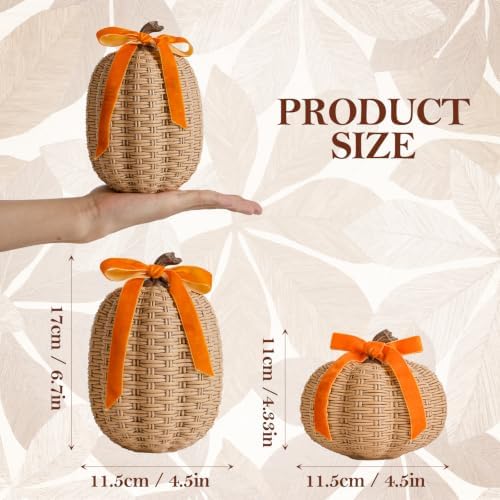 DN DECONATION Fall Pumpkin Decor, Fake Rattan Pumpkin Decorations for Home - Image 5