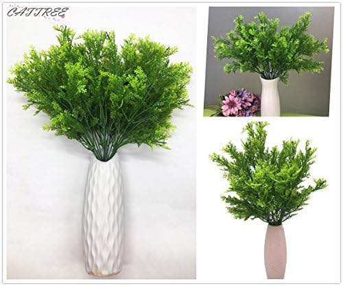 CATTREE Artificial Shrubs Bushes, Plastic Fern Leaves Simulation Faux Grass Realistic Fake Plants Wedding Indoor Outdoor Home Garden Verandah Kitchen Table Centerpieces Arrangements Decoration 4 pcs - Image 3