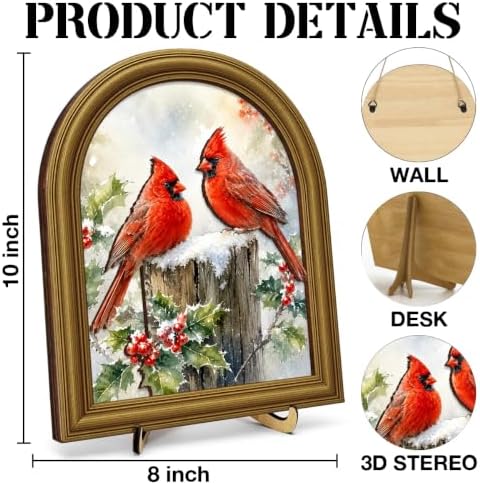 Christmas Decor Vintage Winter Cardinals Wall Art Sign Table Decor - Image 2