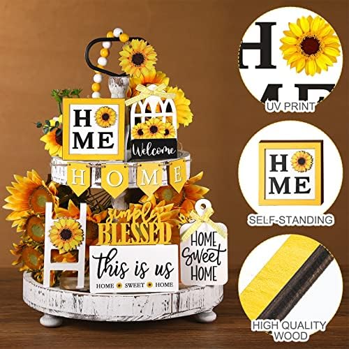 FairySandy 11 Pcs Sunflower Tiered Tray Decor Summer Rustic Home Farmhouse - Image 4