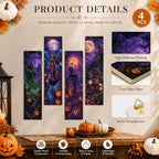 Retro Halloween Decor,4 Pcs Halloween Hanging Signs,Rustic Wood Wall Decor - Image 3