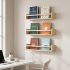 AZSKY 24 Inch Natural Pine Wood Floating Shelves, Nursery Book Shelves - Image 5