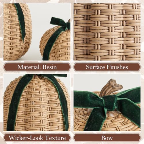 DN DECONATION Fall Pumpkin Decor, Fake Rattan Pumpkin Decorations for Home - Image 5