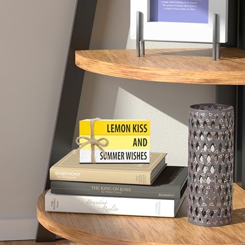 Mini Decorative Books For Home Decor, Small Summer Colourful Faux Wood Book Stack Decors, Lemon Kiss And Summer Wishes Stack Book Decor, Stack Book For Home Dinner Hall Kitchen, Three Pieces -A(35) - Image 5