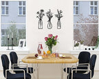 Pigort 3 Pieces Metal Flowers Wall Arts - Rustic Farmhouse Decor Black Minimalist Flower Wall Decors for Living room Bathroom Bedroom Dining Room - Housewarming Gifts(Black, Vase-C) - Image 3