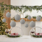 46Pcs Velvet Christmas Ball Ornaments Set - Flocked Shatterproof Christmas Tree Decorations Classic Hanging Ornaments with Rope for Xmas Wreath Holiday Home Decor (Multi-Size, Grey) - Image 7