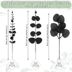 Giegxin 180 Pcs Mixed Artificial Eucalyptus Leaves Stems Bulk Black - Image 3