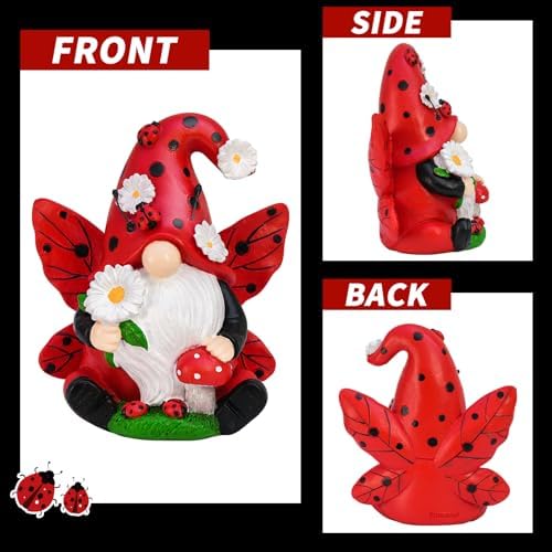 Ladybug Gnome Figurine Garden Decor Ladybug Gifts for Women - Image 5