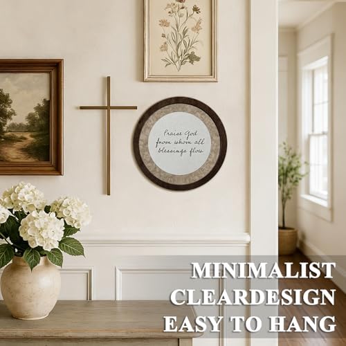 CFFJLHN Christian Bible Verse Wall Art Decor, Praise God from Whom All Blessings Flow Religious Scripture Round Hanging Wall Decor for Home Bedroom Living Room Church Office, 10x10 Inch - Image 5