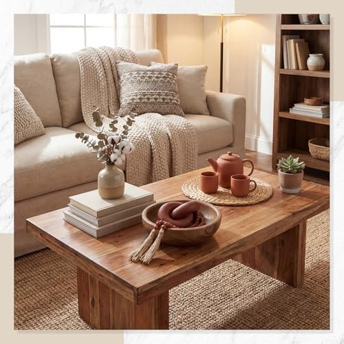 Novabright Farmhouse Wooden Bowl Set with Chain Beads, Brown - Image 6