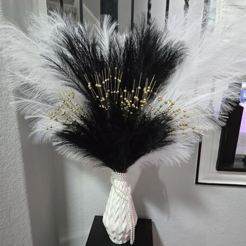 CATTREE Faux Pampas Grass Stems - Black 30 Pcs, Artificial Small Pampas Grass Stems 17 Inch Reeds for Home Decor Vase, Dried Flowers, Fake Fluffy Floral Plants Wedding Party Christmas Boho Decorations - Image 5