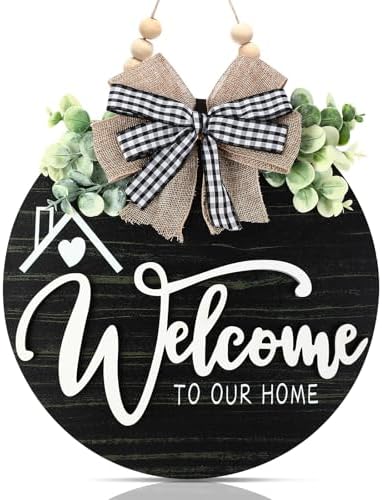 12 Inch 3D Welcome Sign for Front Door- Farmhouse Welcome Door Sign for Front Porch Decor，Wooden Door Decorations Outdoor Hanging Home Signs，Door Wreaths for Front Door Outside All Season by Unknown