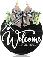 12 Inch 3D Welcome Sign for Front Door- Farmhouse Welcome Door Sign for Front Porch Decor，Wooden Door Decorations Outdoor Hanging Home Signs，Door Wreaths for Front Door Outside All Season by Unknown