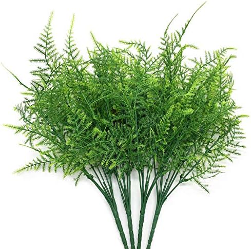 Artificial Plants, Plastic Shrubs Fern Grass Leaves Fake Bushes Outdoor Indoor Greenery Home Garden Décor Verandah Planting Filler Table Centerpieces Arrangements DIY Decoration 4 Pack by LOVENIMEN