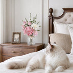 Artificial Pink Hydrangea Dahlias Mixed Bouquet in Vase for Farmhouse Decor - Image 7