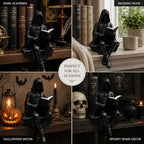 Gothic Hooded Reader Figurine, Bookshelf Sitter, Halloween Decor - Image 5