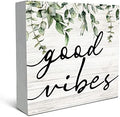 SRADMO Botanical Eucalyptus Leaves Wood Box Sign Desk Decor by SRADMO