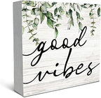 SRADMO Botanical Eucalyptus Leaves Wood Box Sign Desk Decor by SRADMO