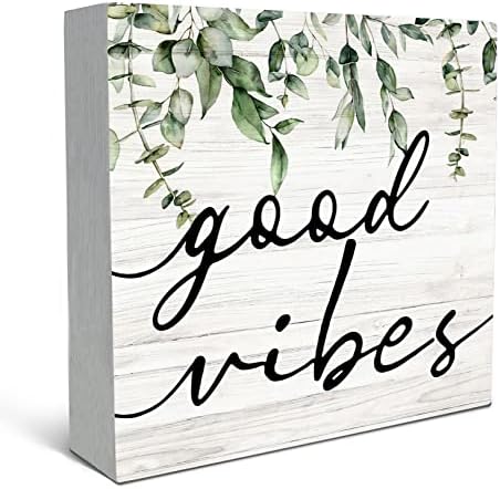 SRADMO Botanical Eucalyptus Leaves Wood Box Sign Desk Decor by SRADMO