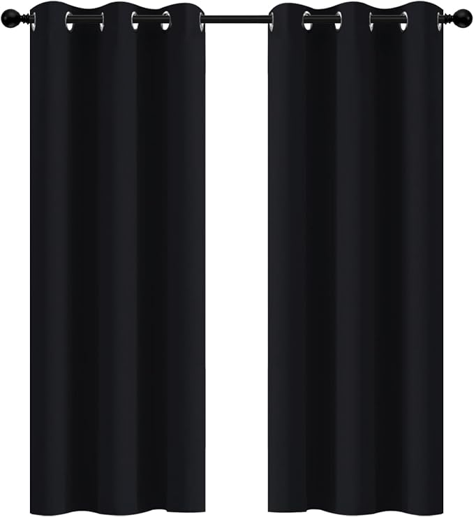 Yakamok Room Darkening Curtains 42x72 inch Length Black-Living Room | 2 panels by Yakamok