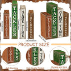 Lineshading 4 Pcs Fall Football Decor, Wooden Books Block Signs Home Tray - Image 2