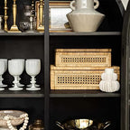 Large Handwoven Boho Rattan Display Boxes with Glass Lids Set of 2 - Image 7