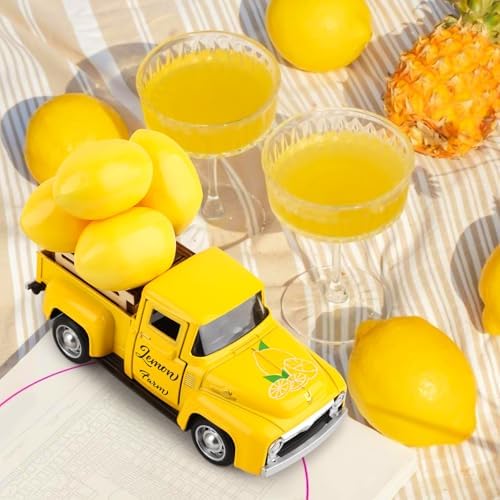 Lemon Truck Decor Vintage Metal Truck Tiered Tray Decor Lemon Party Decorations Summer Farmhouse Yellow Car with Mini Fake Lemons for Home Kitchen Tabletop Centerpiece Supplies - Image 4
