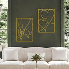 3 Pieces Metal Minimalist Line Wall Art, Love Heart Metal Wall Decor - Image 4