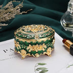 Hipiwe Vintage Jewelry Box Oval Trinket Ring Display Case, Antique Green - Image 4