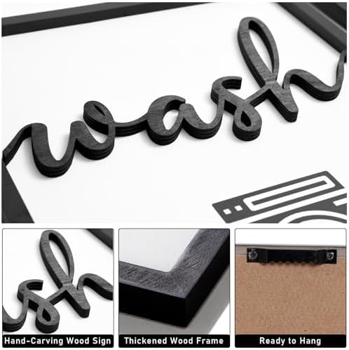 3D Wood Laundry Room Wall Decor, 48" x 24" Framed Laundry Room Wall Art, 3D Signs for Room Decor (Ready to Hang, Set of 3, Framed) - Image 2
