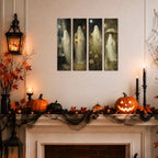 Vintage Halloween Sign, Ghost Decor Wall, 4 Pcs Halloween Hanging Signs - Image 5