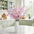 Artificial Cherry Blossom Branches 27.6In Silk Cherry Blossom Branches Long Stem Artificial Flowers for Tall Vase, for Home Decor, Weddings Decor, Parties & Festival Gifts 8PCS ，Pinkish White - Image 3