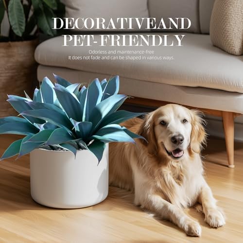 Artificial Agave Faux Agave Fake Greenery Outdoor Artificial Plant Fake Plant for Indoor Home Decoration Plastic Plant Outdoor Decoration Front Porch Decor Simulation Plants Blue，14.2In，2Pack - Image 3