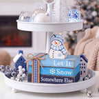 4 Pcs Snowman Christmas Decoration Blue Christmas Tabletop Signs - Image 7