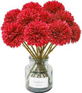 Tinsow 12PCS Artificial Ball Chrysanthemum Red Faux Flowers Bouquet by Tinsow