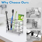 Toothbrush Holders for Bathrooms 304 Stainless Steel Quick Drying Grey - Image 2