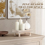 EOSAHR Wood Riser with Beaded: Pedestal Stand for Home Decor, Light Natural - Image 5
