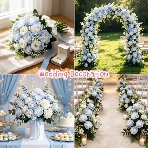 Kimura's Cabin 12pcs Real Touch Roses Artificial Flowers Lifelike Rose,Blue - Image 5