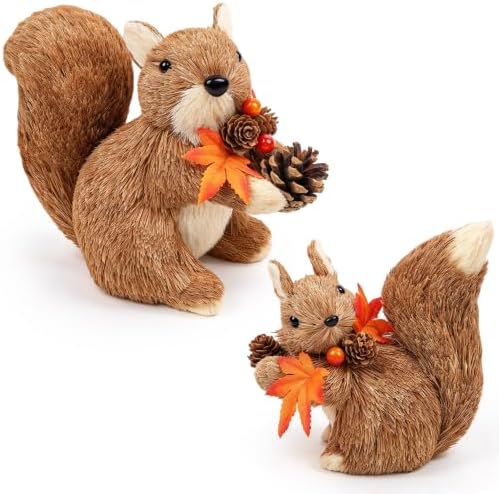 winemana Set of 2 Fall Decorations for Home Squirrels Table Decor by winemana
