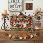 5.71inch Highland Cow 4th of July Decor, Peeking Over Fence with Red Blue White America Banner, Rustic Resin Figurine for Farmhouse Table Decoration, US 250th Independence Patriotic Memorial Day Gift - Image 2